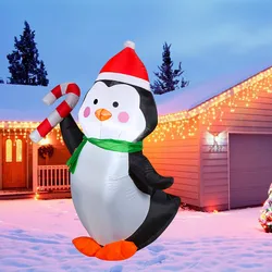 Inflatable Penguin Balloon, Air Model, Outdoor Party Lawn, Rotating Lights, Patio Christmas Decorations, New, 1.5m, 1.8m