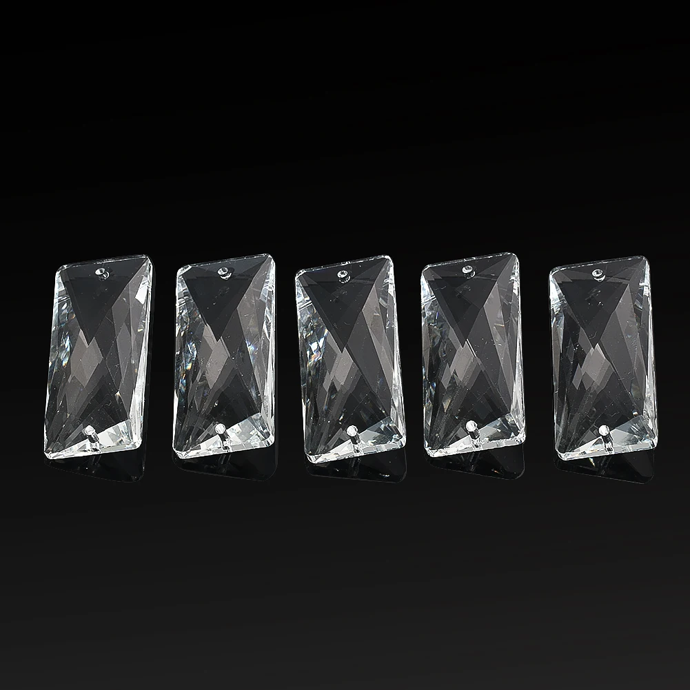 5PCS Crystal Pendant 2in Glass Art Rectangular Prism Chandelier Lamp Part Replacement Suncatcher Faceted Shinning Pillar Hanging