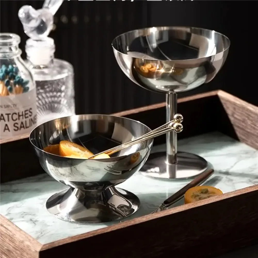 

Multi -purpose Anti -rust Stainless Steel Ice Cream Cup Anti -fall Smooth Surface Salad Bowl Bar Supplies Goblet Cup Pudding