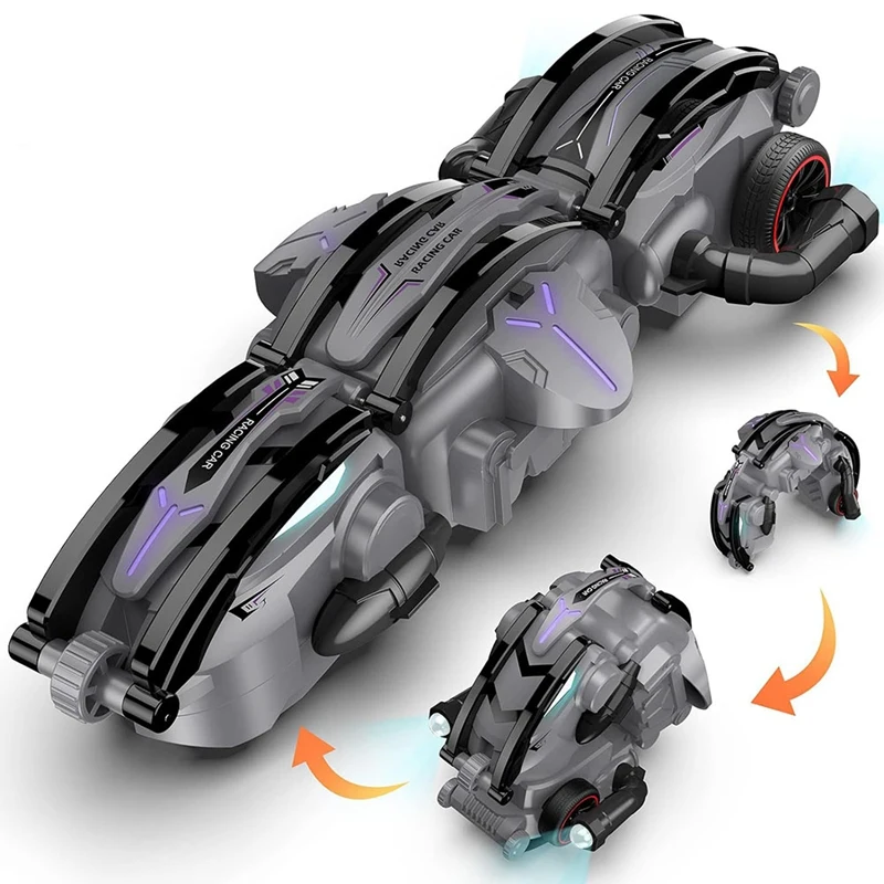 

Remote Control Car RC Cars, RC Stunt Snake Car, 360° Roll Rotation Car Toys With LED Lights For Kids Ages 6+, Grey Parts