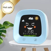 Kids Sleep Trainer Alarm Clock with 4-Color Night Light and Sleep Sound Machine for Toddlers and Children Blue Pink
