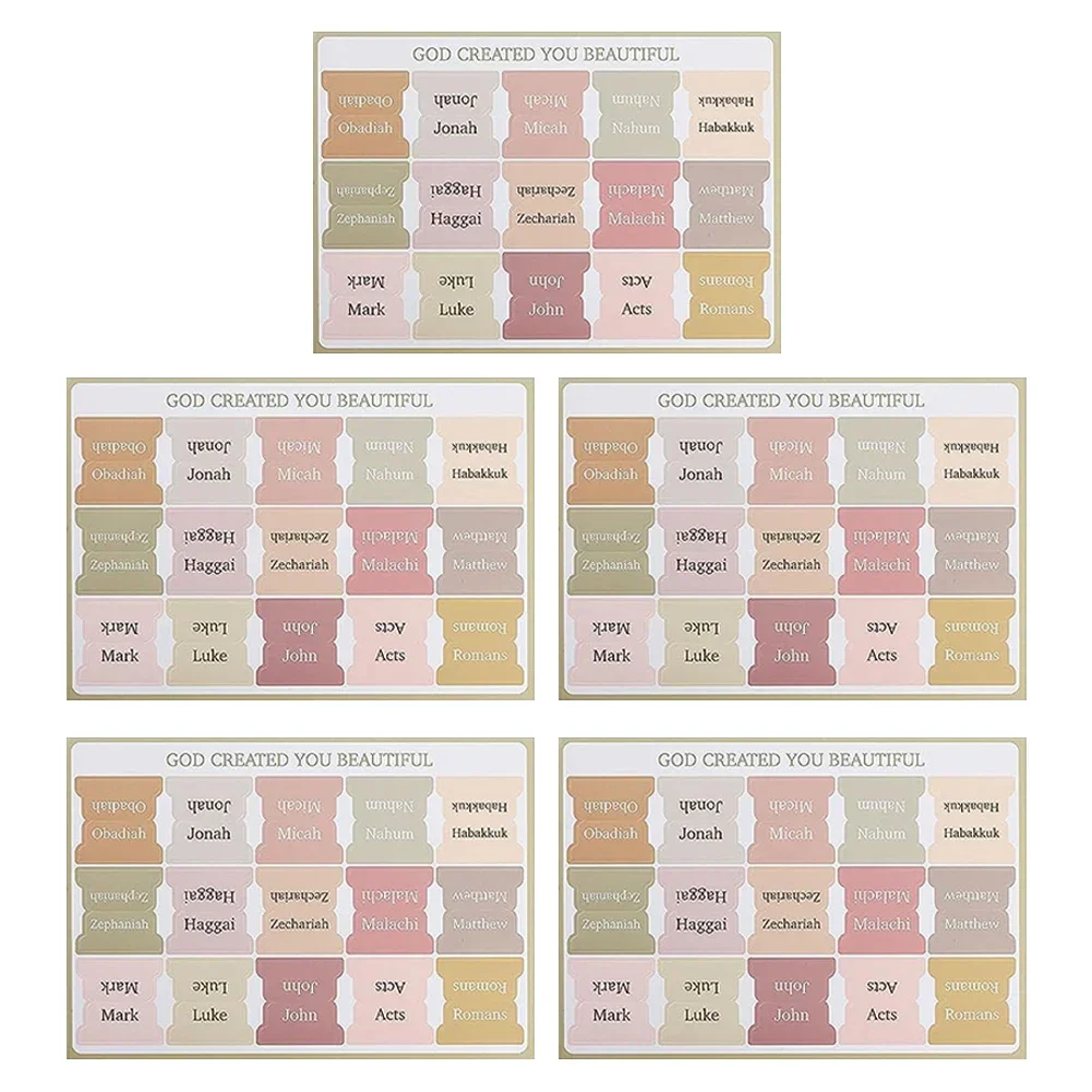 5 أوراق ملصق ملصق مؤشر الكتاب المقدس ملصقات مرجعية سهلة القراءة علامات تبويب كتب الكتاب المقدس طباعة كبيرة علامات تبويب الكتاب المقدس مغلفة لدراسة القراءة