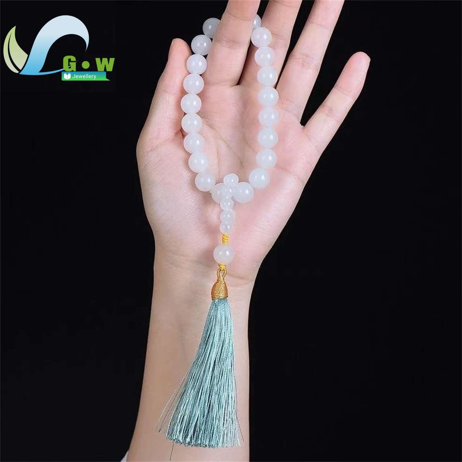 Natural Gold Sheen Jade Tassel Bracelet Soft Wrap Handheld Mala Women's Classic Daily Minimalist Style Jewelry Gift