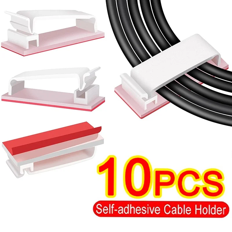 10 Pcs Self Adhesive USB Cable Organizer For Earphones Charger Data Line Self Adhesive Cord Holder Home Office Table Accessories