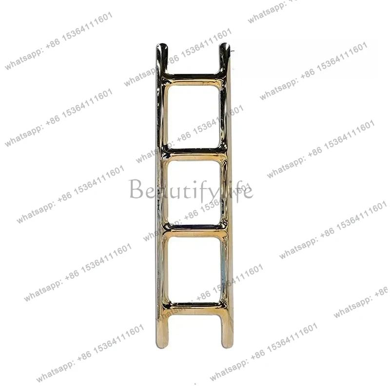 

yj58 Postmodern designer creative ladder shape stainless steel drying rack full body mirror art installation