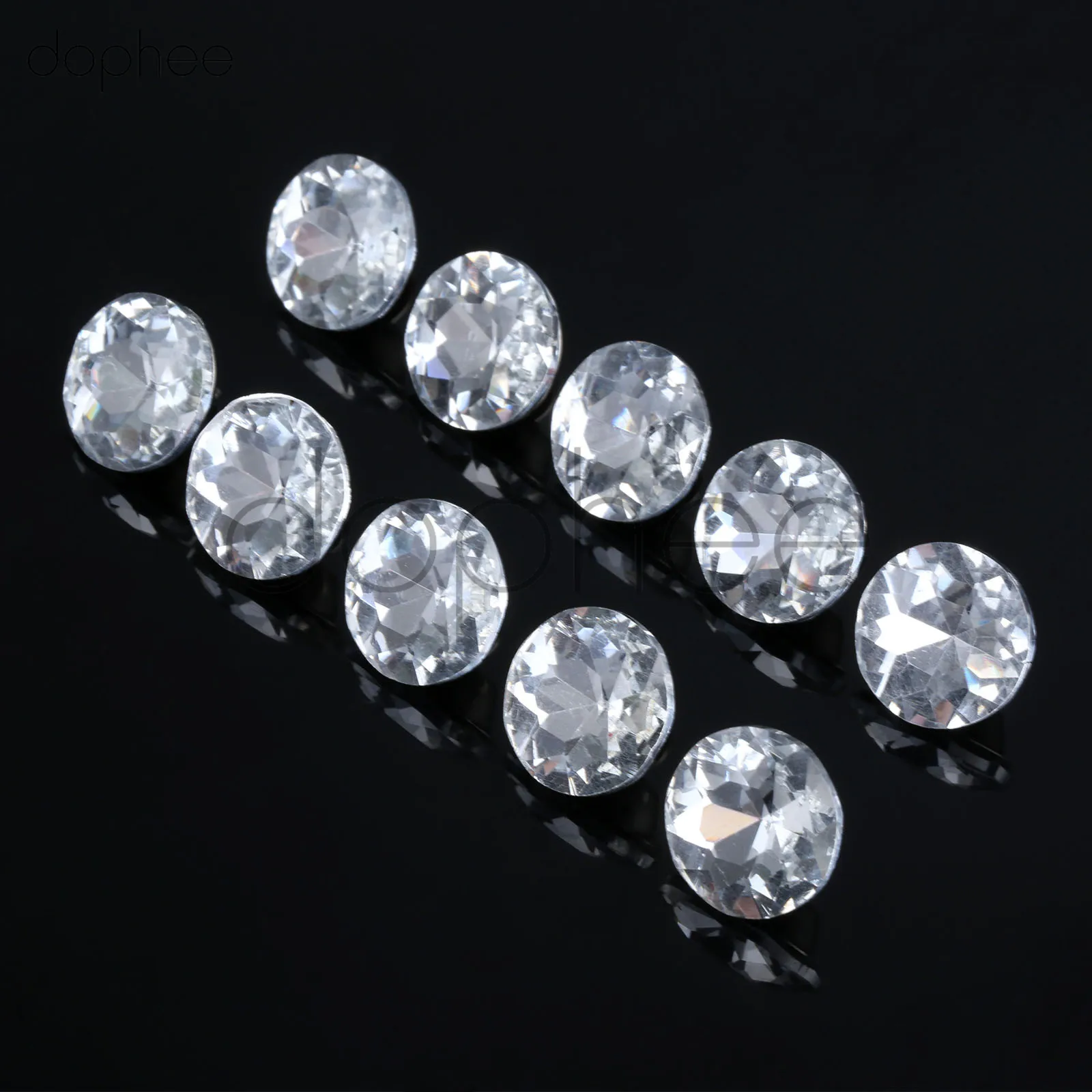 dophee 10pcs 18mm Crystal Diamond  Rhinestone Round Buttons Sewing Sofa DIY  Buttons Accessories