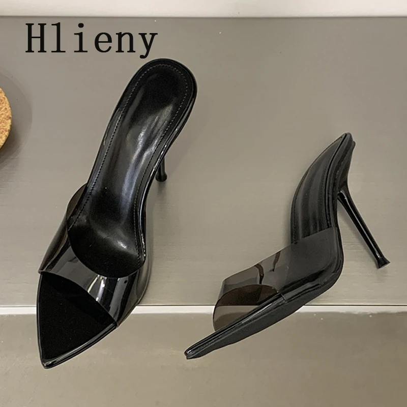 

Новые летние модные женские прозрачные шлепанцы Hlieny из ПВХ, сексуальные туфли-слипоны с острым носком на тонком высоком каблуке для вечеринок