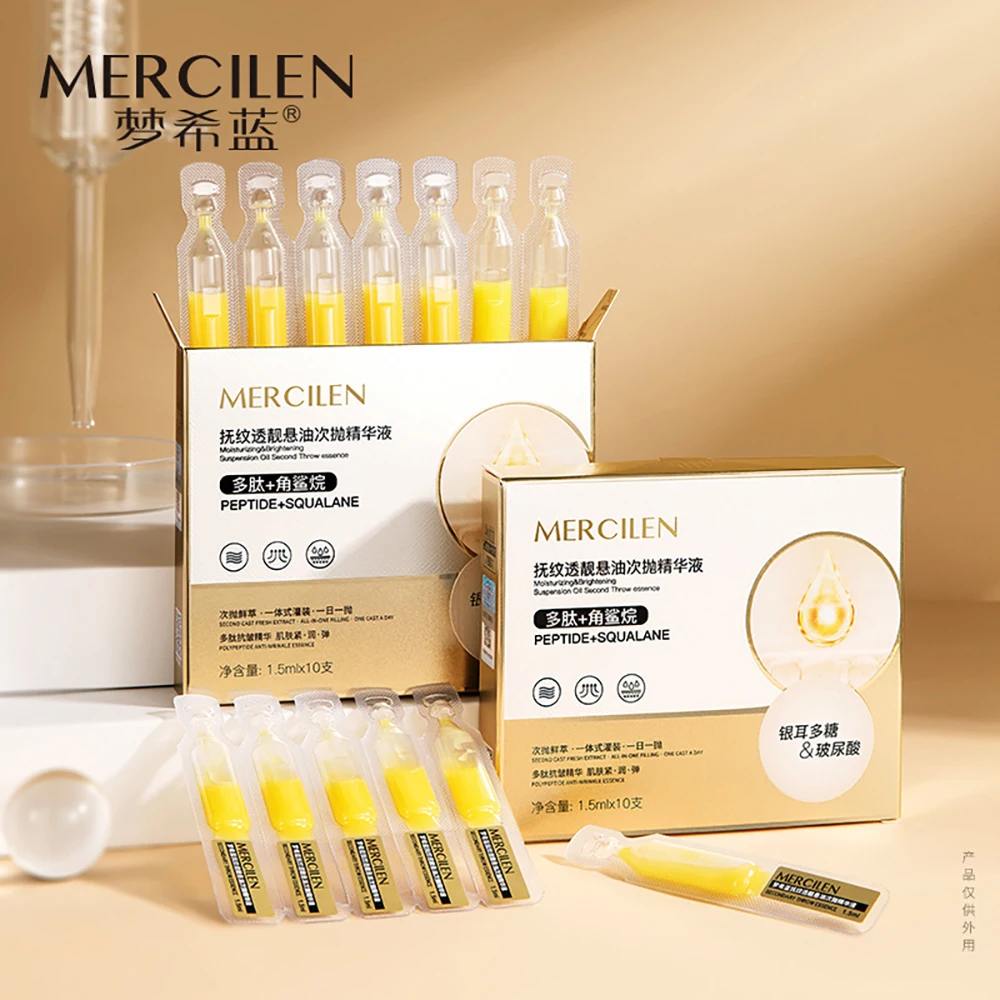 

10Pcs Squalane Reduce Wrinkles Skin Base Essence Peptide Face Care Moisturizing Brighten Smooth Shrink Pores Face Serum Skincare