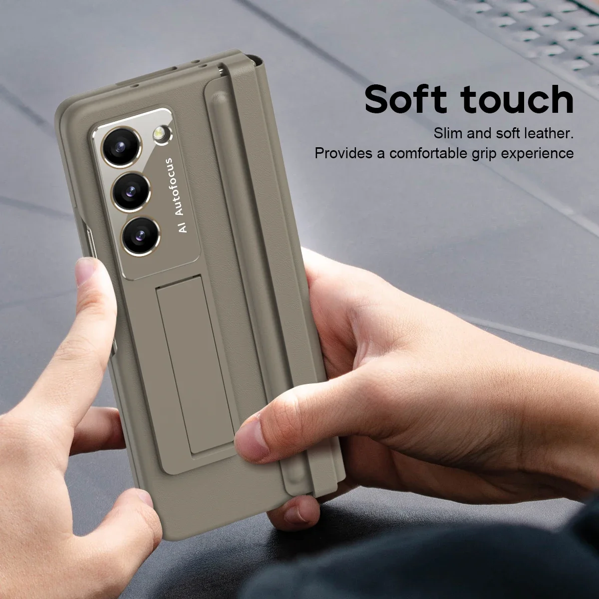 360 Full Screen Protector Cover for Samsung Galaxy Z Fold 5 4 3 7 Case Hinge Leather Plating Kickstand with Original Pen Holder