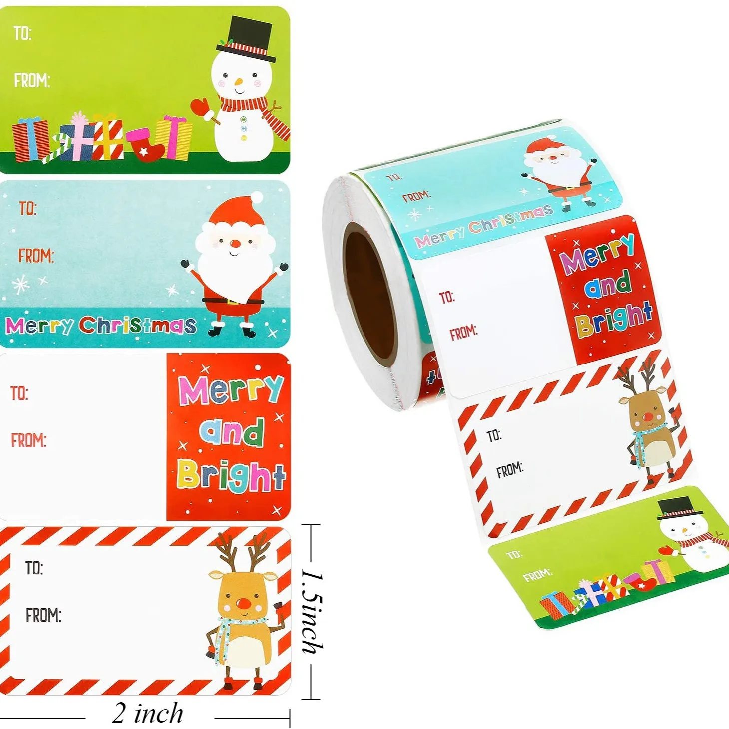 500 Pieces Christmas Tags Christmas Santa Claus Stickers Self Adhesive Christmas Tag Christmas Festival Birthday Wedding Holiday