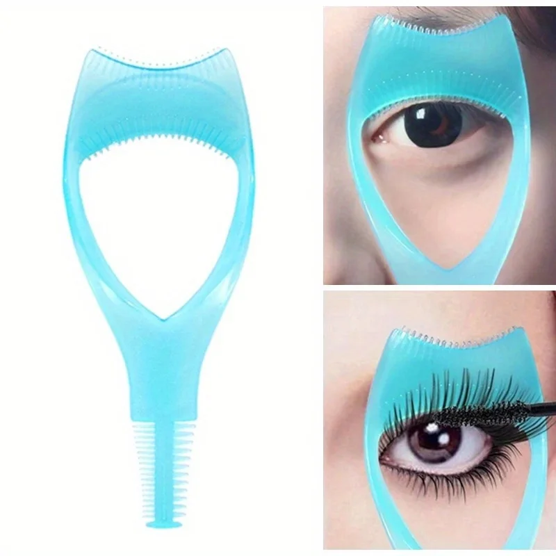 3 in 1 Mascara Applicator Template with Eyelash Curler Guard and Case, Eyeliner Holder, Eyelash Aid, Eyebrow Drawing Tool