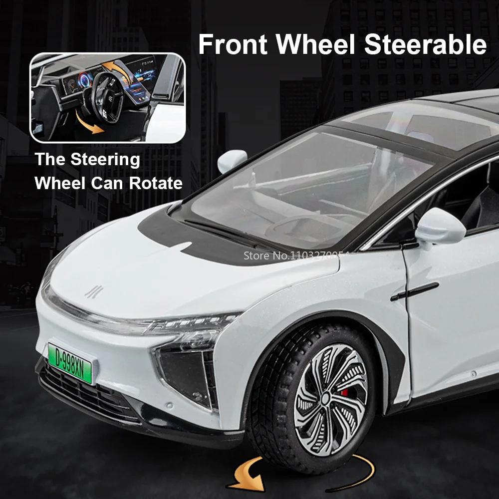 1/22 Hiphi X Legering Speelgoed Nieuwe Energie Automodellen Geluid Licht Terugtrekfunctie Voertuigen Decoratie Kinderen Speelgoed Jongens Verjaardagscadeautjes