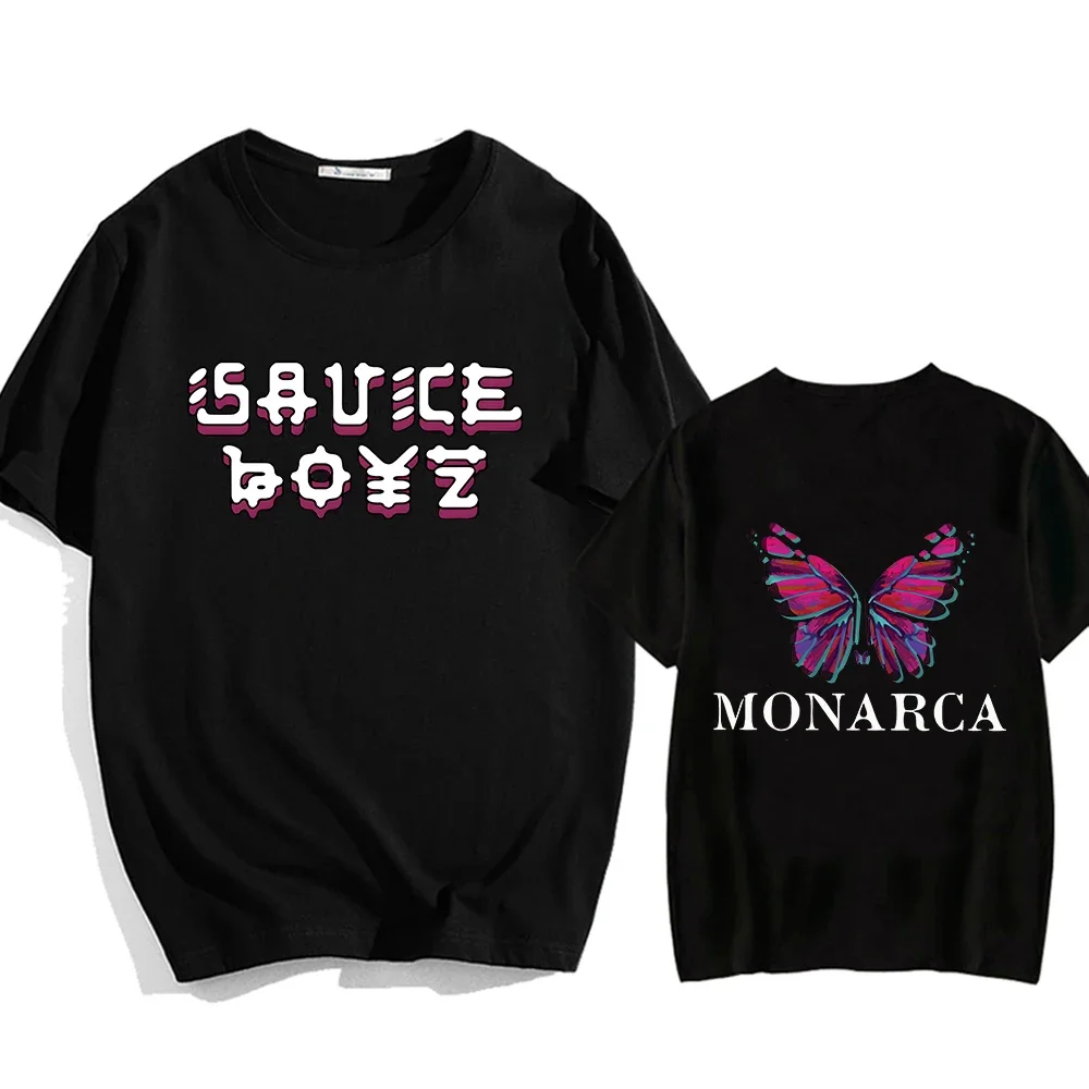 Eladio Carrion Sauce Boyz Monarca Fashion Anime T-shirts Printed Graphic Tshirt Harajuku Casual 100% Cotton Men/women Tee-shirt