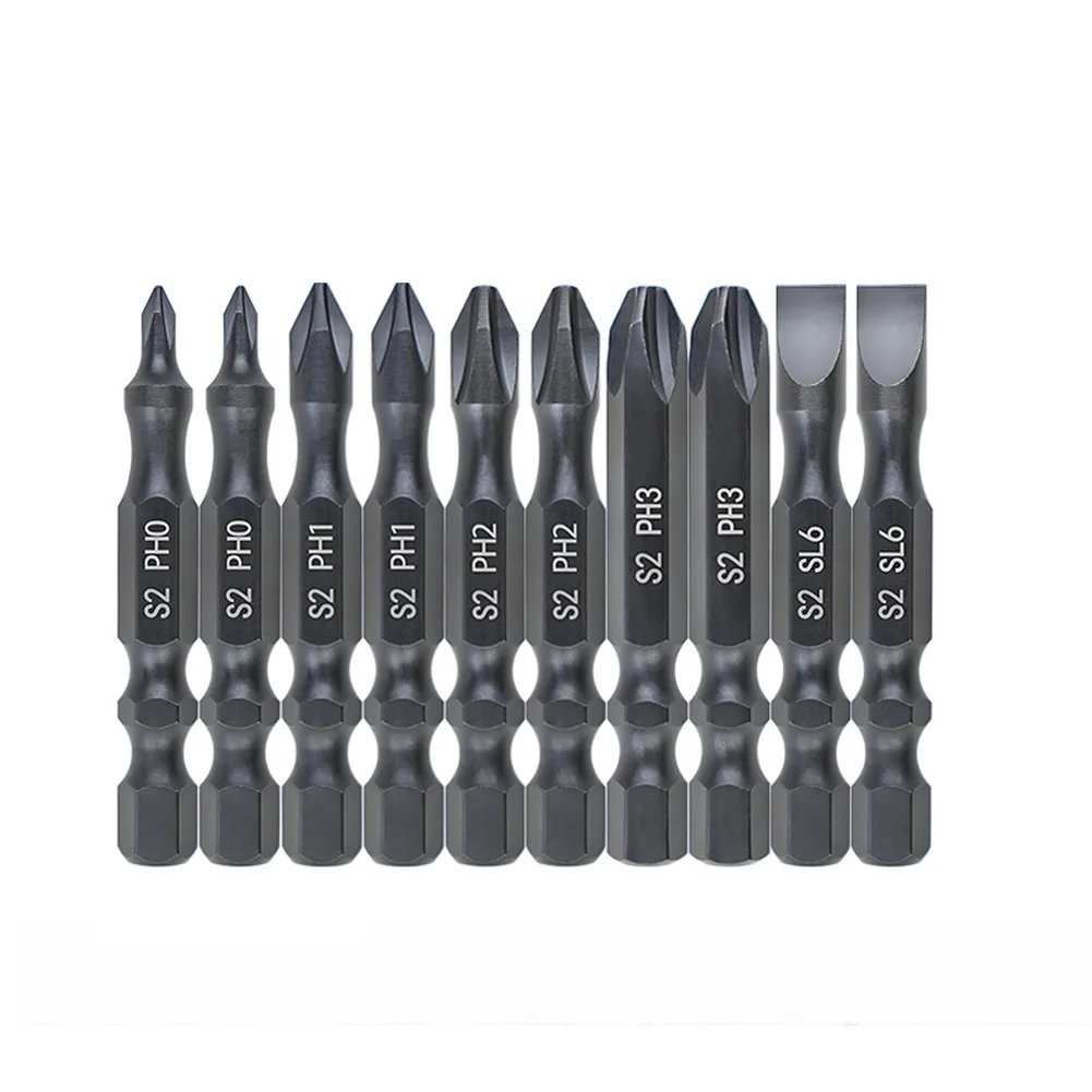 Magnetic PH2 Cross/ Head Screwdriver Bit 50mm Length For 1/4 Inch Hex Shank Power/ Tools Alloy Steel Non-slip Hardness