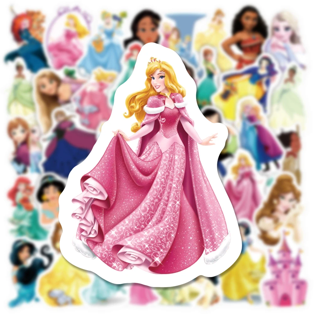 10/30/50Pcs Disney Princess Stickers Frozen Story Ariel Belle Rapunzel Elsa Cartoon Stickers Decals DIY Phone Case Laptop Diary