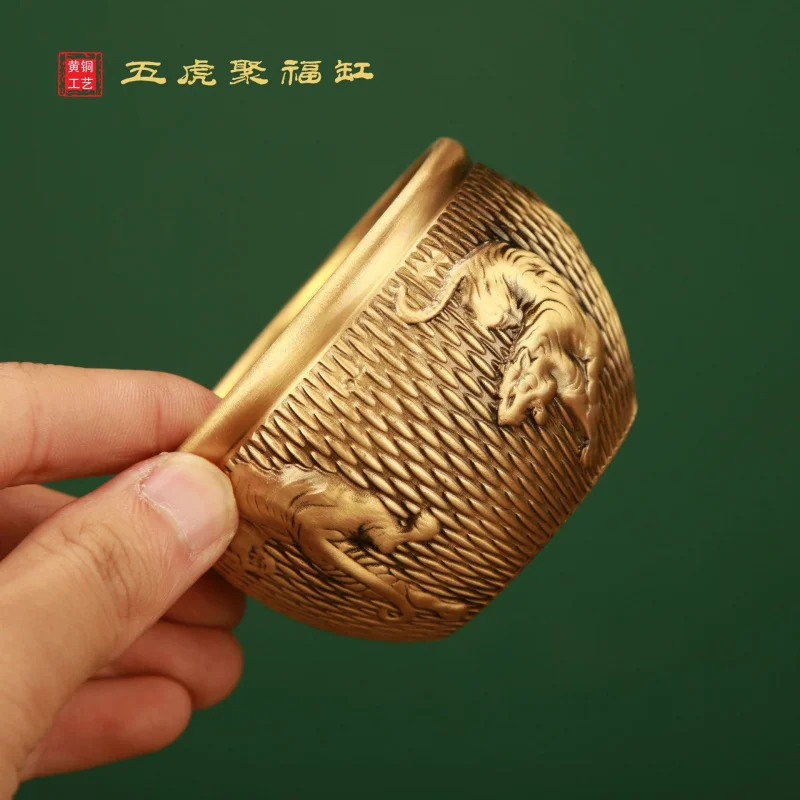 Brass Cylinder , Water Tank Attracting Wealth And Treasures, Desktop Decoration For Study Room, Craft Small Ornament