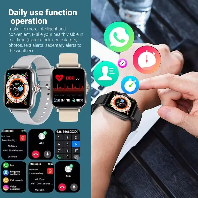 Men Smart Watch For Women Gift Sport SmartWatch Bluetooth Phone Call Custom Watch Face Full Tcuch Screen Smart Bracelet 1.44inch