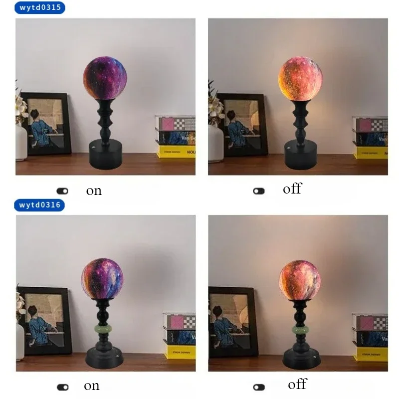 Schöne Vintage-Schreibtischlampe im französischen Stil, wiederaufladbar, niedliche Blumenknospe, Sternenhimmel, Ball, Retro-Schlafzimmer-Nachttischlampe