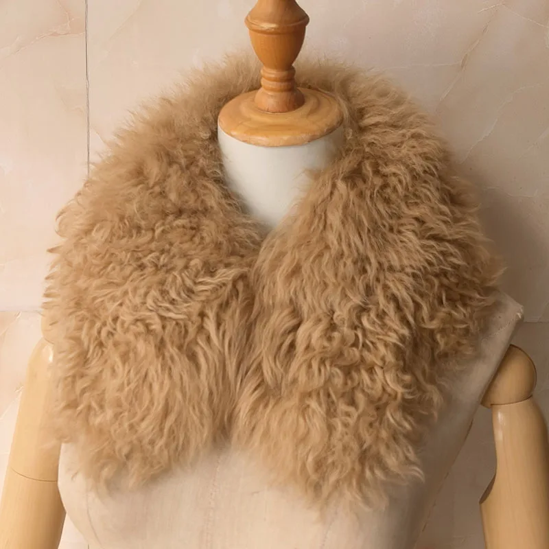 Damen Winter Echt-Lammfell-Schal Modischer Warmer Dicker Luxus Echtfell-Schal für Frauen – Detail 8