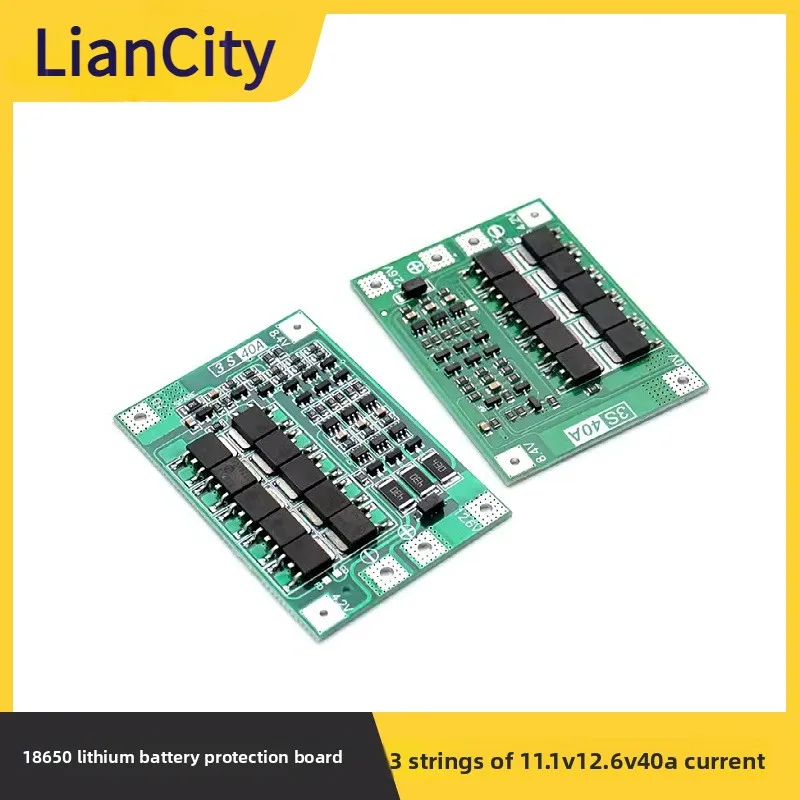 3S 11.1V 12.6V 18650 Lithium Battery Protection Board with Balance 40A for Electric Drill