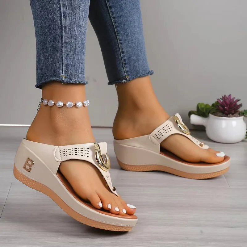 Summer Slippers Women 2025 Big Size Platform Wedges Sandals Slippers Non-Slip Open Toe Flip Flops Ladies Comfortable Beach Shoes image 5
