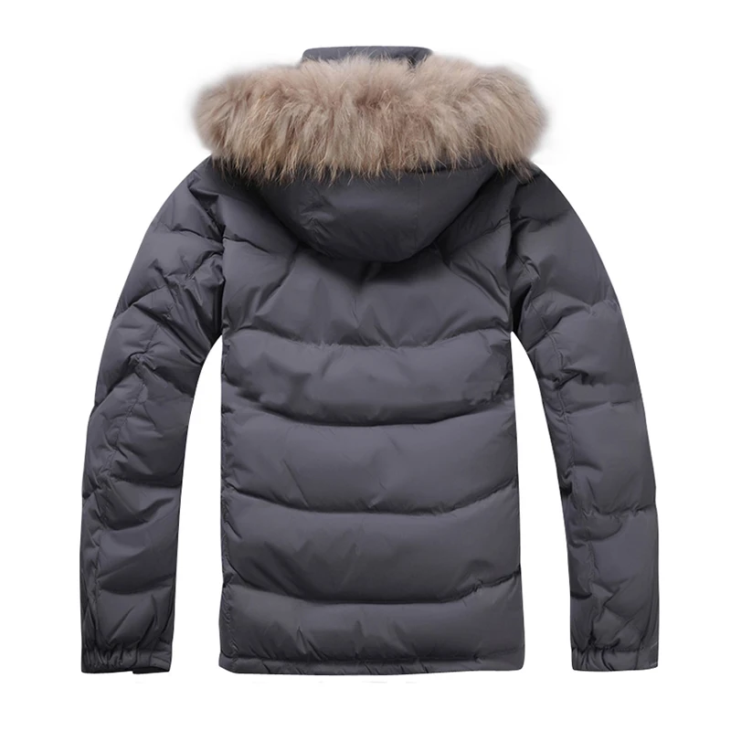 New Arrival Men Down Jacket Winter Warm Down Coats White Duck Down Real Raccoon Fur Fashion Winter Men Coats Outwear Male Parka