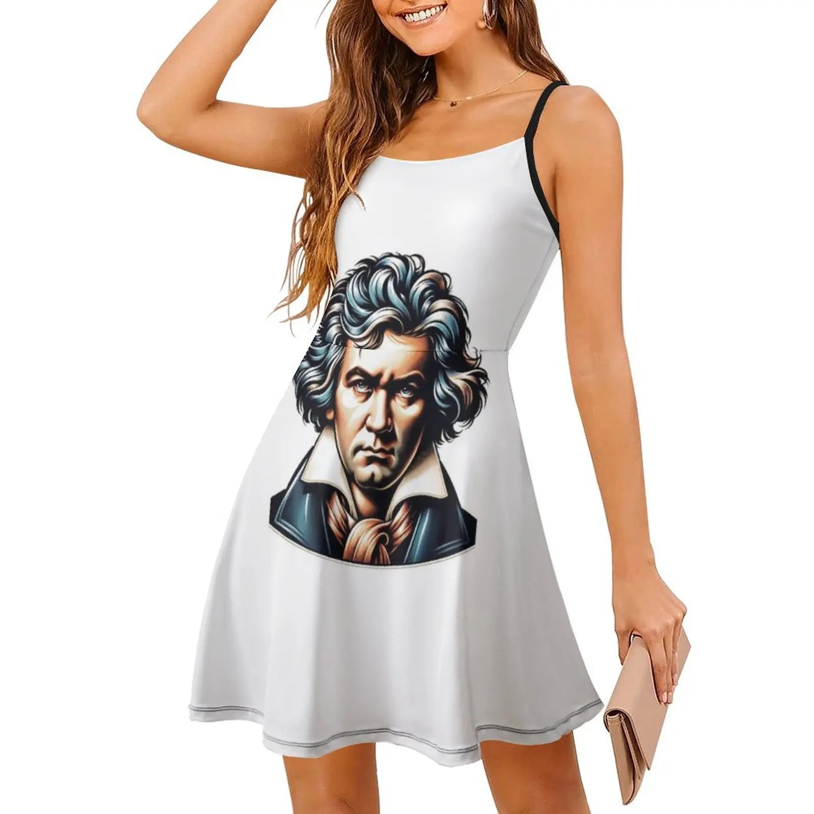 فستان لودفيغ فان بيتهوفن البوهيمي العتيق بأكمام منتفخة أو خيارات بلا أكمام للنساء فستان لودفيج فان بيتهوفن الملطخ #3