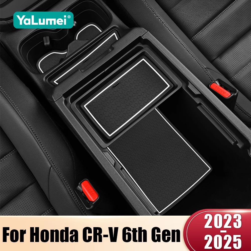 For Honda CR-V 6th Gen 2023 2024 2025 CRV Hybrid Car Anti-Slip Gate Slot Cup Mat Door Non-slip Rubber Pad Accessories