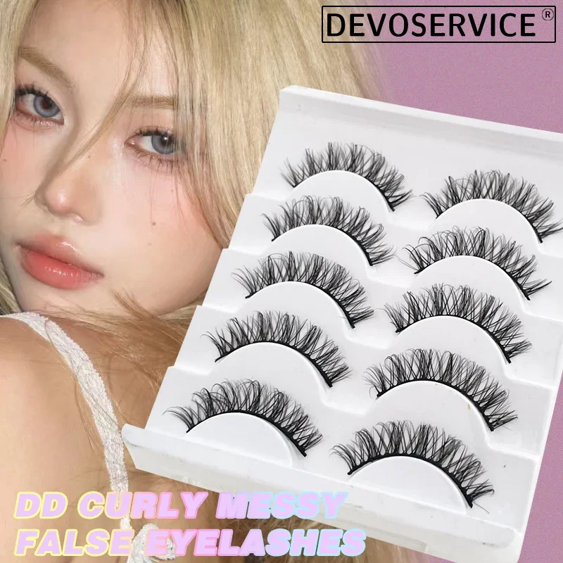 

5 Pairs Lashes DD Curl Full Strip Eyelashes Natural Wispy Fluffy Thick Volume Eyelash Short Lash Extension Makeup Faux Cils