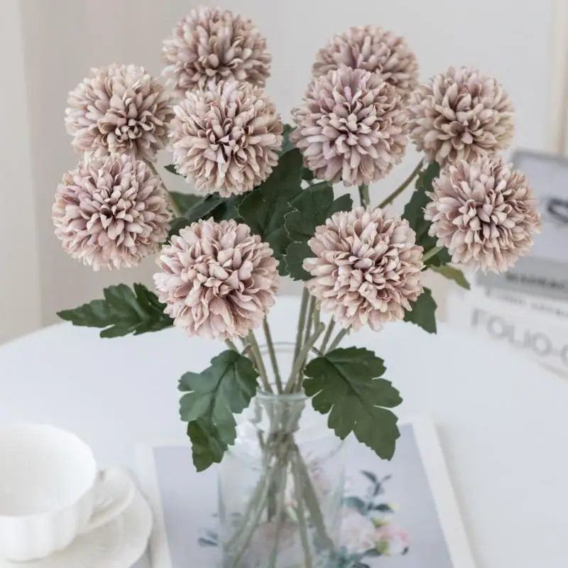 

Artificial Flowers Silk Ball Chrysanthemum Wedding Bridal Bouquet Table Windowsill Festival Room Decor DIY Gift Photo Props