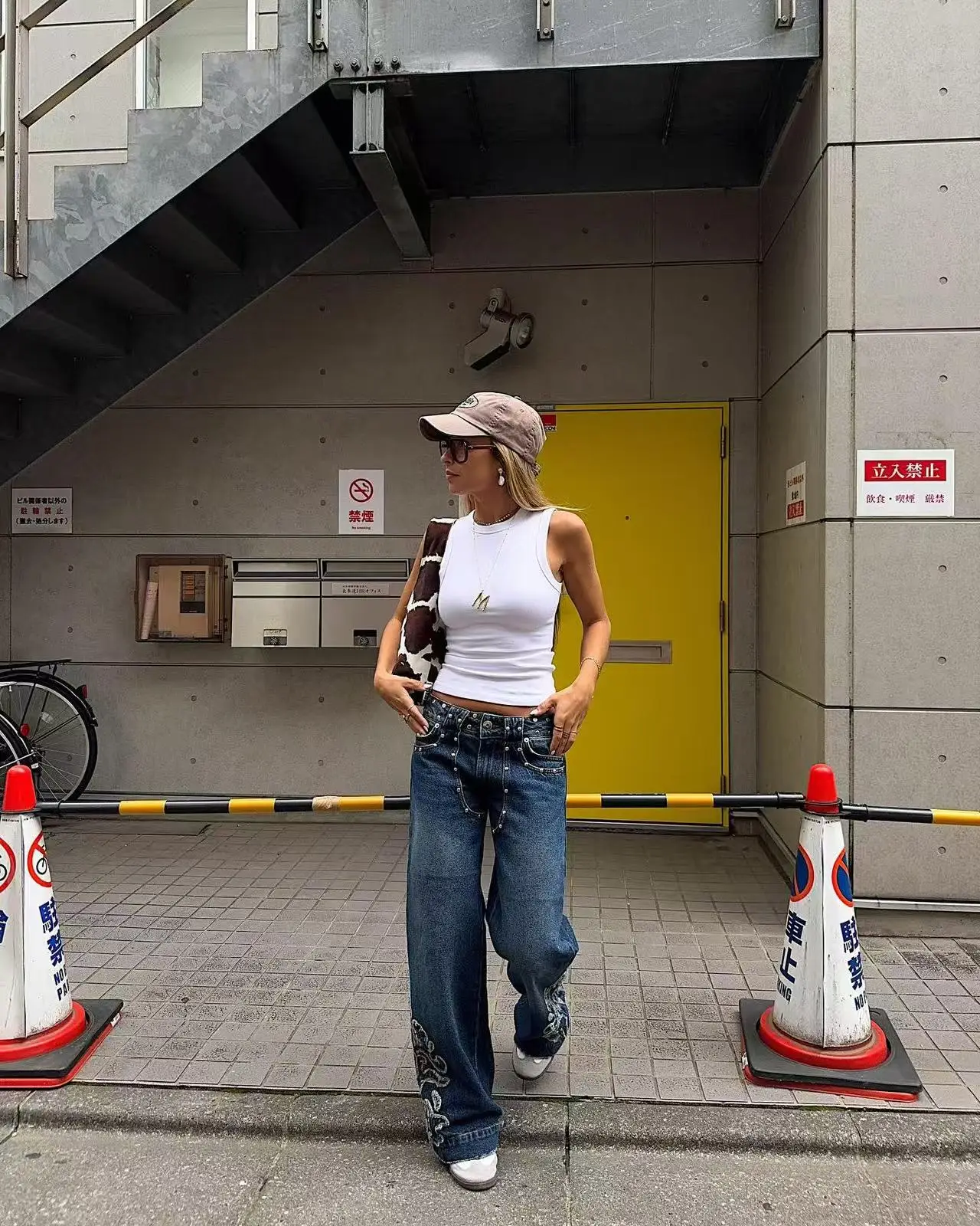 ONE DILEMMA España calle Retro estrella de cinco puntas borla pantalones vaqueros de tiro bajo Harajuku estampado ajuste Jeans Casual pantalones vaqueros rectos