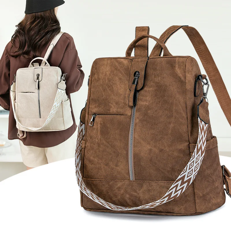 한국 스타일 여성 백팩 여대생 출퇴근 고급 니치 단색 여행 학교 가방