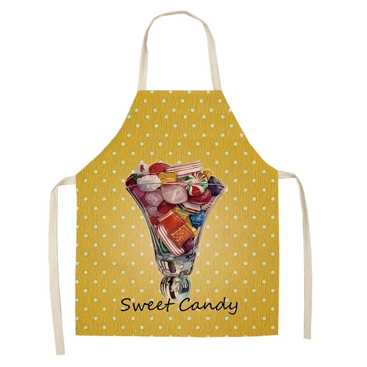 2022 Cartoon Ice Cream Pattern Kitchen Apron Printed Barbecue Baking Accessories Cooking Accessories Children's Anti-dirty Apron