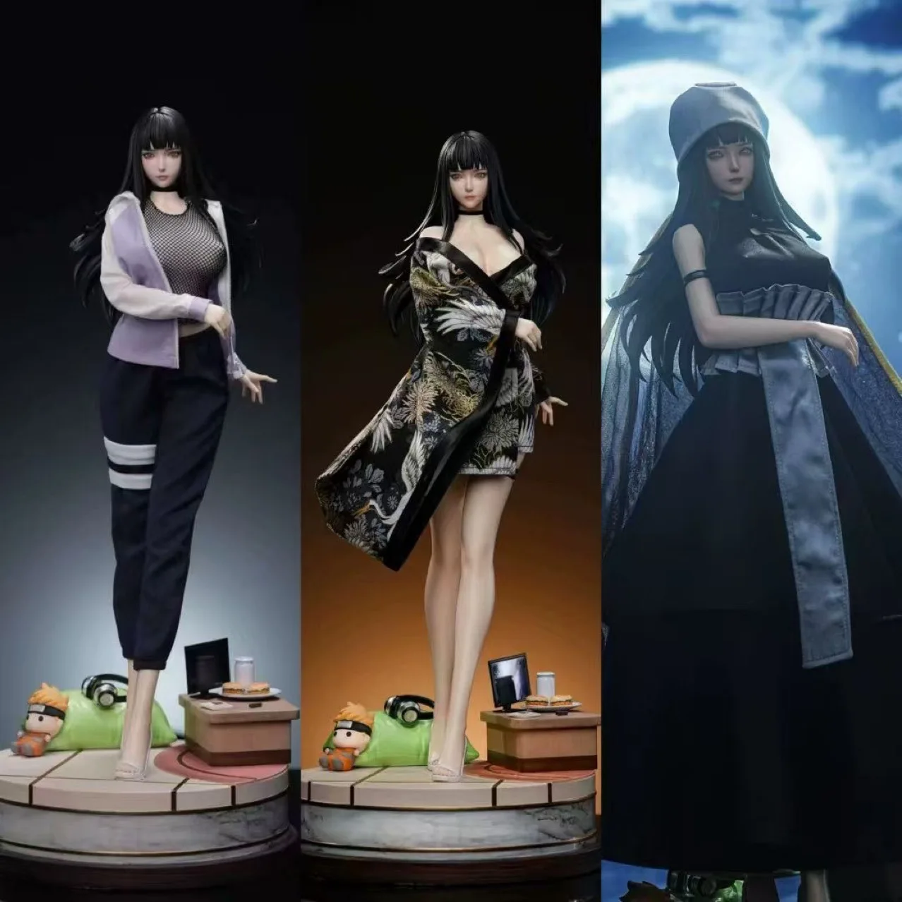 44cm Naruto Hyuga Hinata Animation Wedding Dress Dressing Handmade anime Statue Desktop Model Collection Decoration Gift