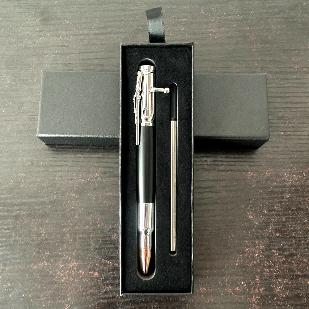 

Luxury Metal Bullet Bolt Pen Box Set Customized Text Name High-quality Ballpoint Pens Gift Stationery Gift Signature Pen Box Set