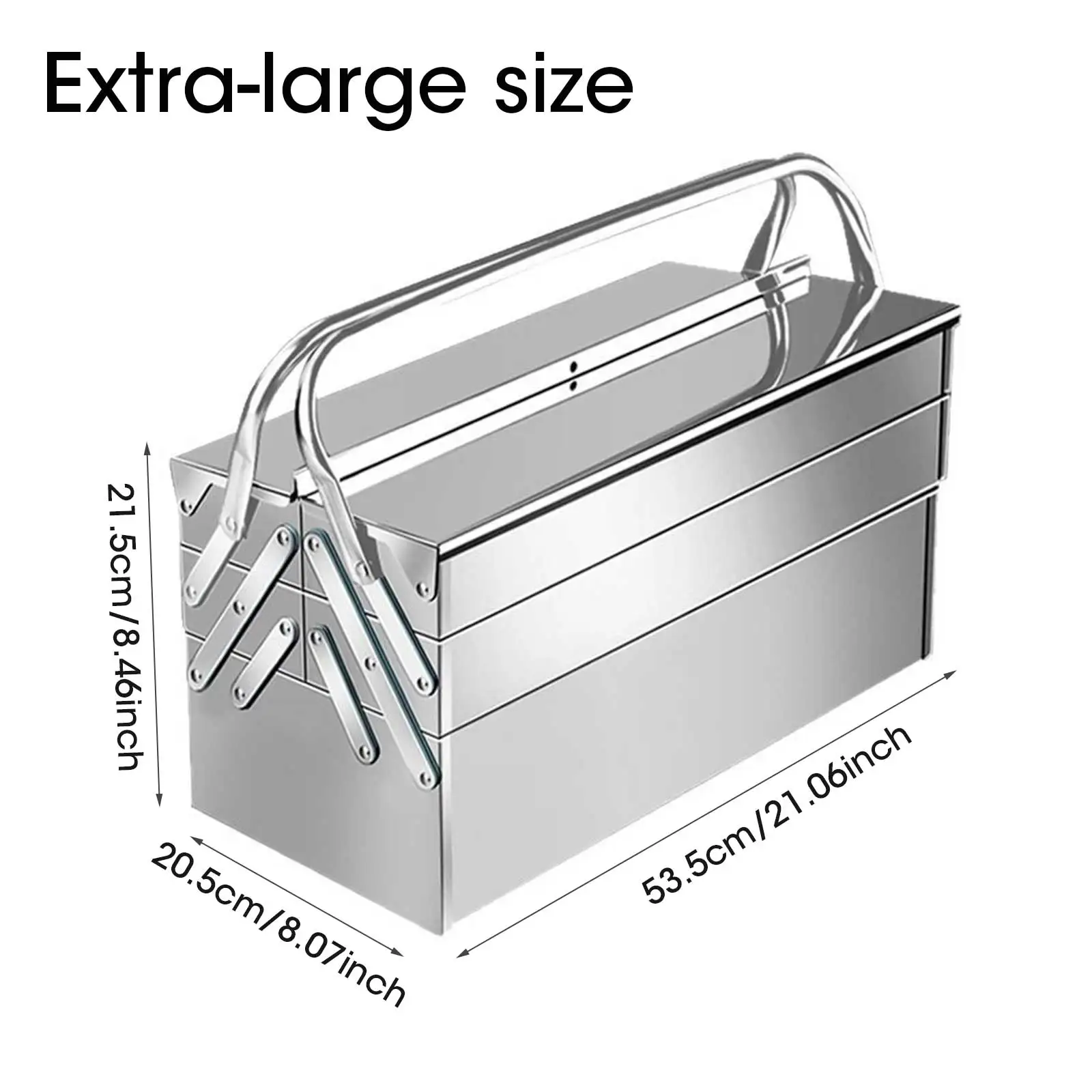 Metal Tool Box 2-Layer 5-Tray Portable Folding Tool Chest Organizer with Handle Toolbox for Warehouse Repair Shop