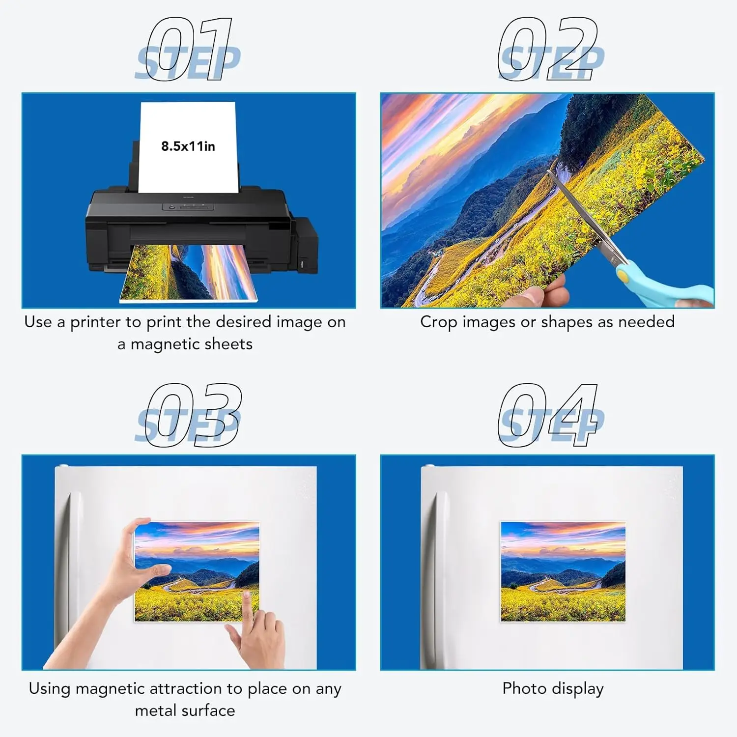 صفائح مغناطيسية قابلة للطباعة من KRYON مقاس 8.3 × 11.7 بوصة للطابعات النافثة للحبر، 5 قطع، لامعة، سميكة 16 ميلًا، غير لاصقة، مغناطيس صور DIY