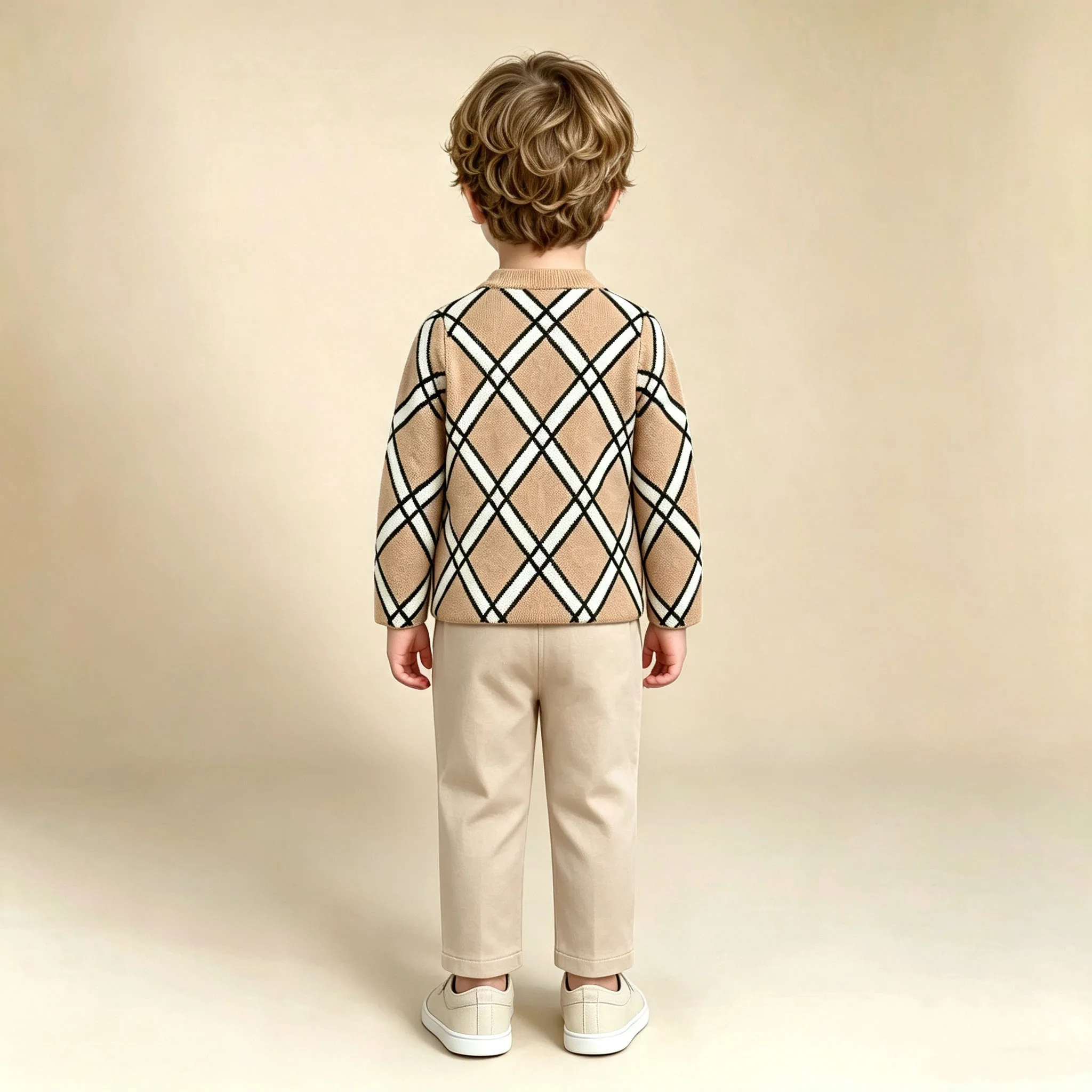 2026 New Autumn Korean Style Baby Girls Striped Plaid Sweaters Children Zipper Cardigan Boys Cute Knitted Sweater Coat
