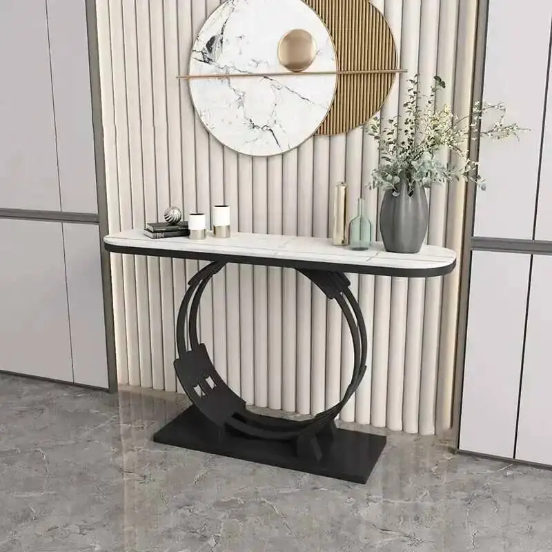 

Luxury Slate Console Tables Nordic Entrance Light Furniture Console Living Room Decoration Against The Wall Iron Console Table