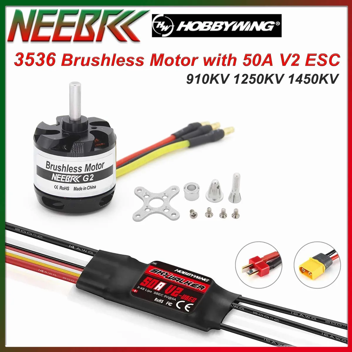 

NEEBRC 3536 Outrunner Бесщеточный двигатель с 50A ESC 910KV 1250KV 1450KV для RC FPV Дрон Самолет Мультикоптер Запчасти