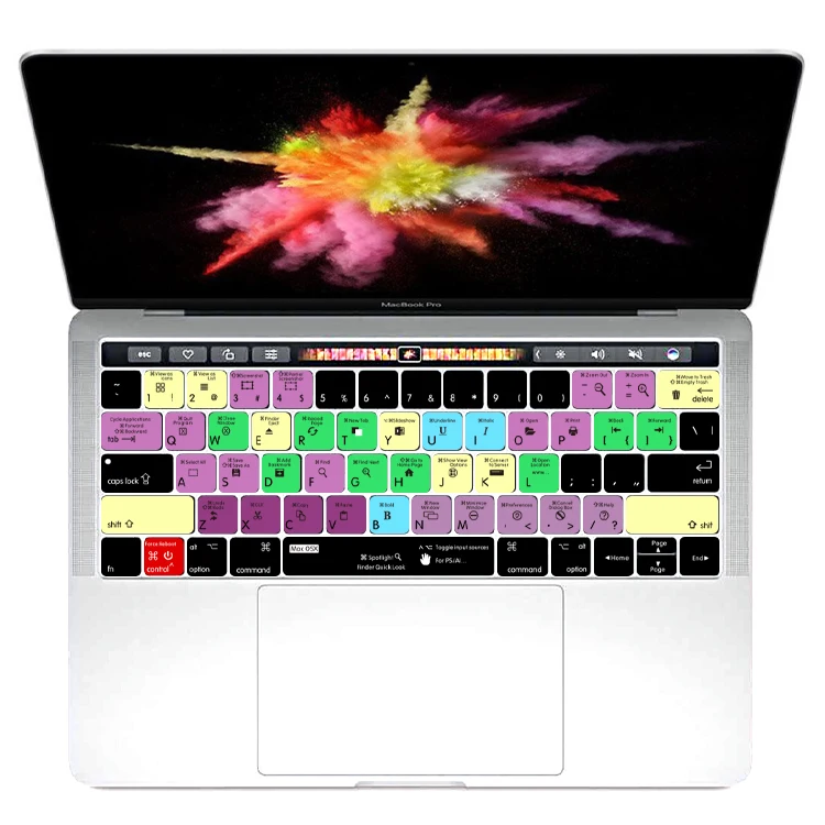 HRH For Mac OSX Function Shortcuts Hotkey Silicone Keyboard Cover Skin for Mac Pro 13