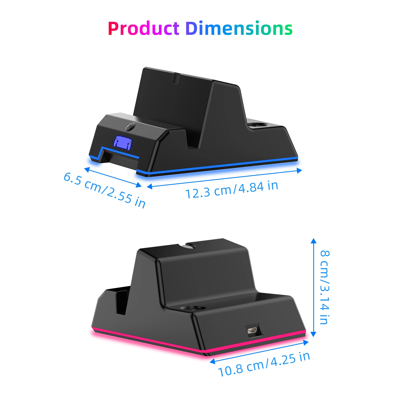 

For PS5 Portal Streaming Handheld Magnetic Charging Dock Gaming Handheld Charger Stand with Colorful Lights