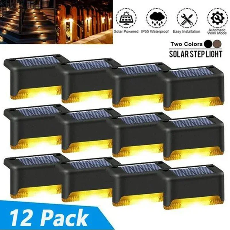 Solar Deck Lights 12 Pack Outdoor Step Lights Waterdichte Led Zonne-Lamp Voor Reling Trappen Stap Hek Tuin Patio En Pad