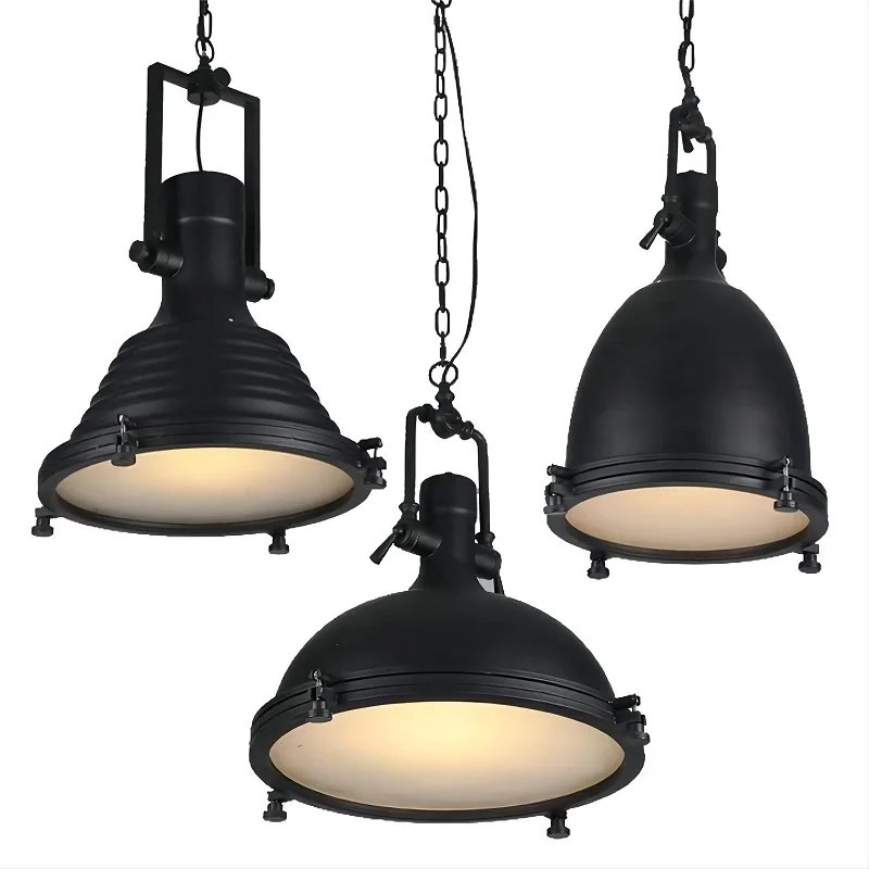 XIHOME Retro American Industrial Round Kronleuchter Vintage Industrial LED Bulb Robers/Garris/Jobs/Hines Iron Art Pendelleuchte 5