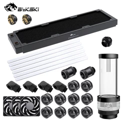 BYKSKI Water Cooling Kit Water Pump 120mm Fan 360mm/240mm Radiator PC System Cooler G1/4' Fittings Hard / Hose Tube