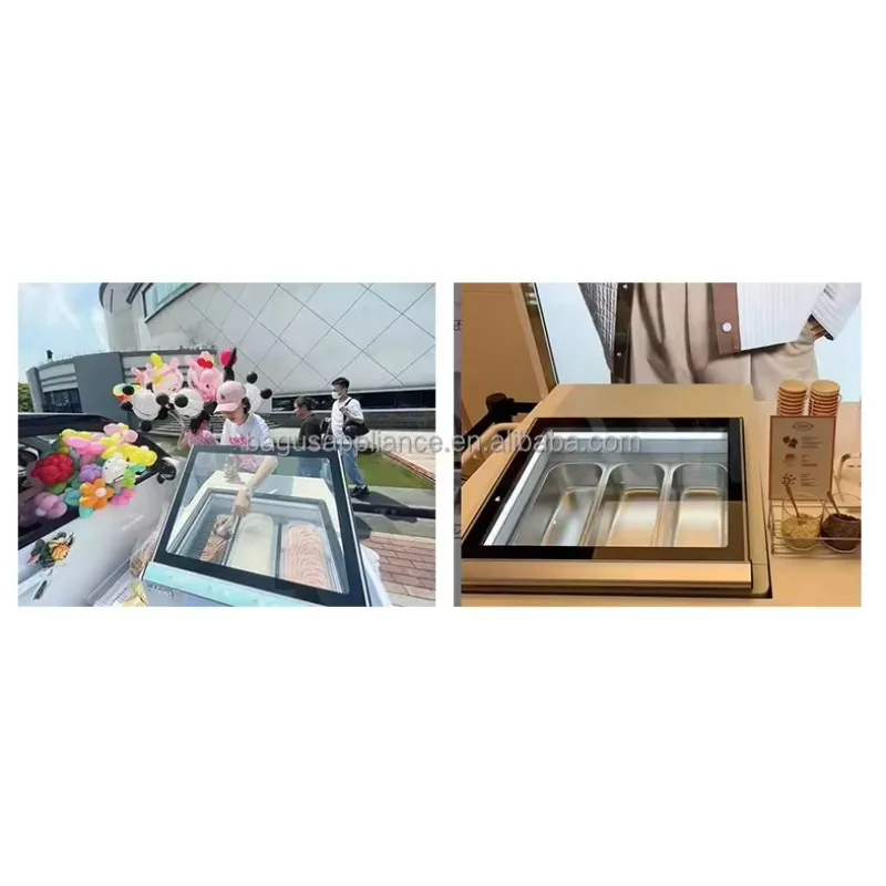 رائجة البيع المحمولة منضدية جيلاتو الآيس كريم عرض الفريزر الثلاجة ضاغط تستقيم كهربائي للأعمال