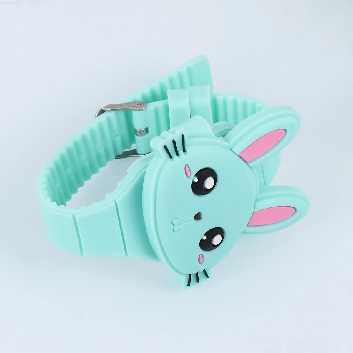 Silicone Cartoon Rabbit Shape Kids Watch with Soft Comfortable Band for Toddlers Birthday Party Favors Baby Shower Gifts Green