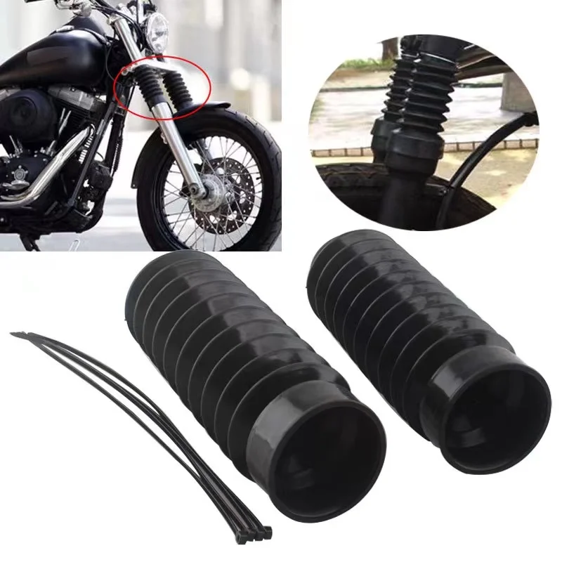 39mm Motorcycle Rubber Front Long Fork Boots Gators Covers Protection For Harley Dyna FXD Sportster XL883 XL1200