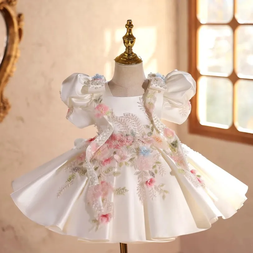 

Элитное детское бисерное бальное платье для выступлений на фортепиано, свадеб, дней рождения, вечеринок для девочек, модель A4958, платье подружки невесты