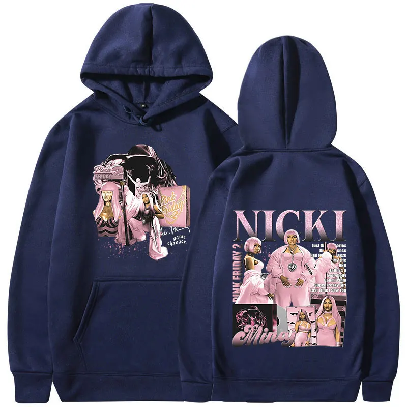 Rapper Nicki Minaj Pink Friday 2 Hoodie grafis pakaian Pria Wanita mode Hoodie Hip Hop Vintage Harajuku Sweatshirt ukuran besar